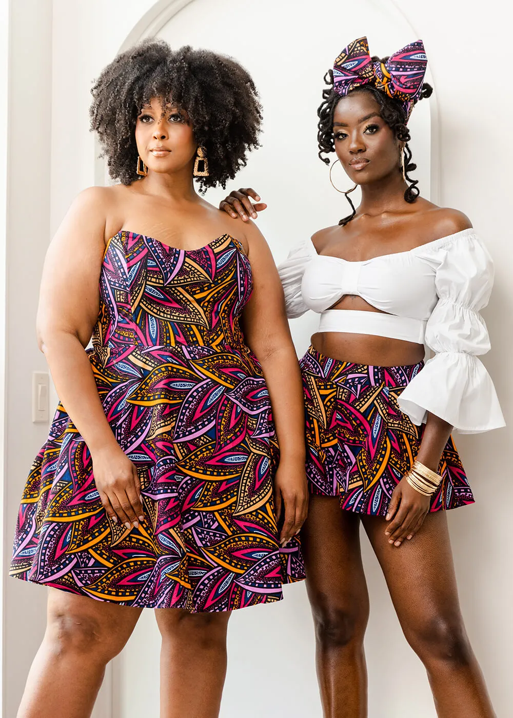 Nafasi Women's African Print Wide Leg Shorts (Sunset Leaves) - Clearance