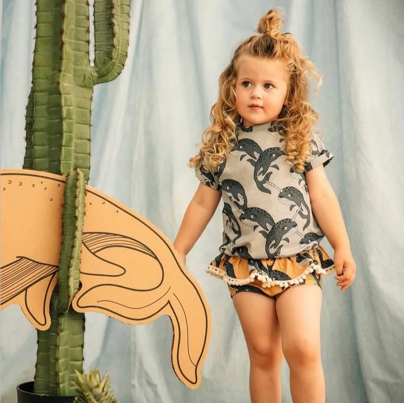 Narwhal Grey T-shirt - LAST ONE 3-4 years