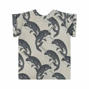 Narwhal Grey T-shirt - LAST ONE 3-4 years