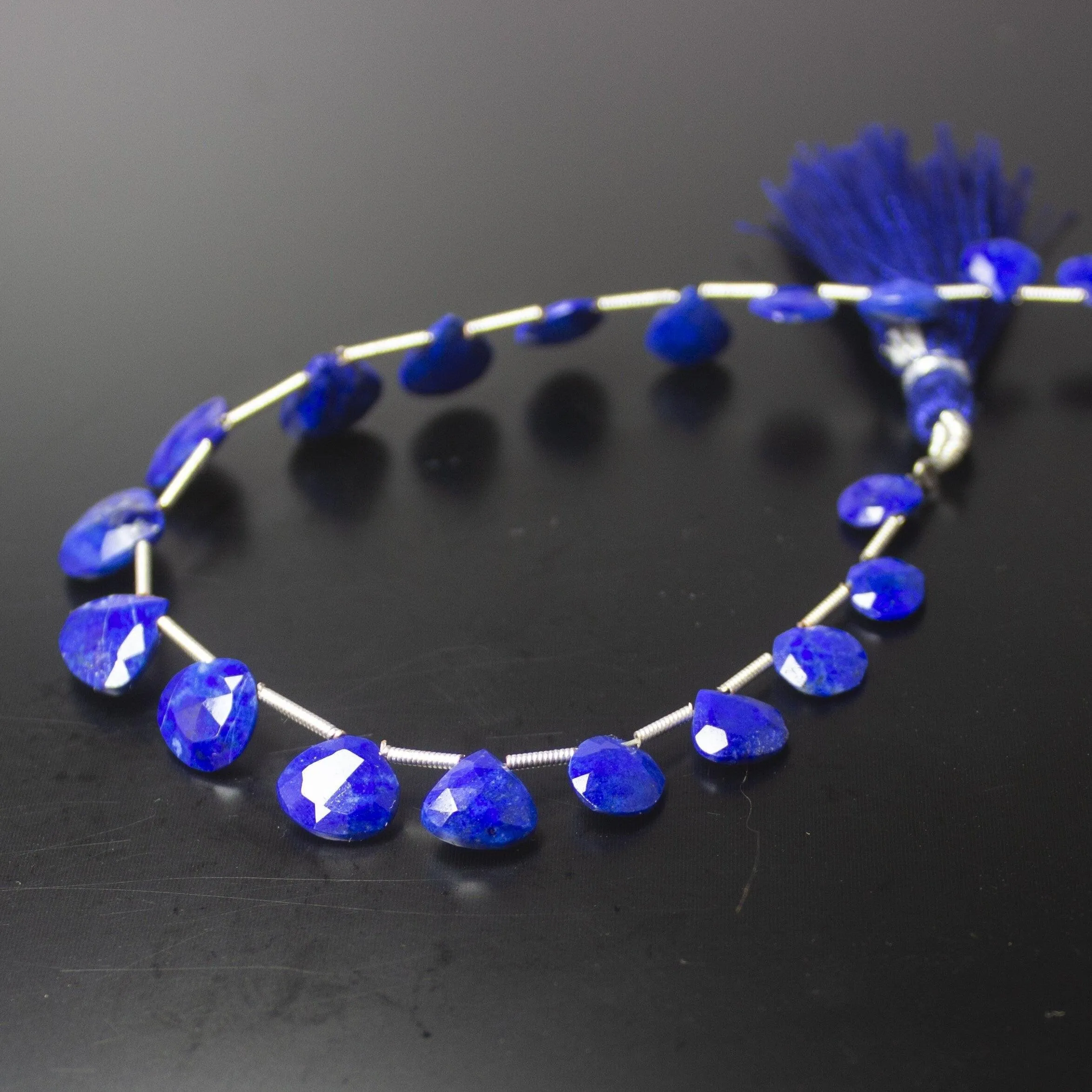 Natural Blue Lapis Lazuli Faceted Heart Drop Beads 7mm 10.5mm 8inches
