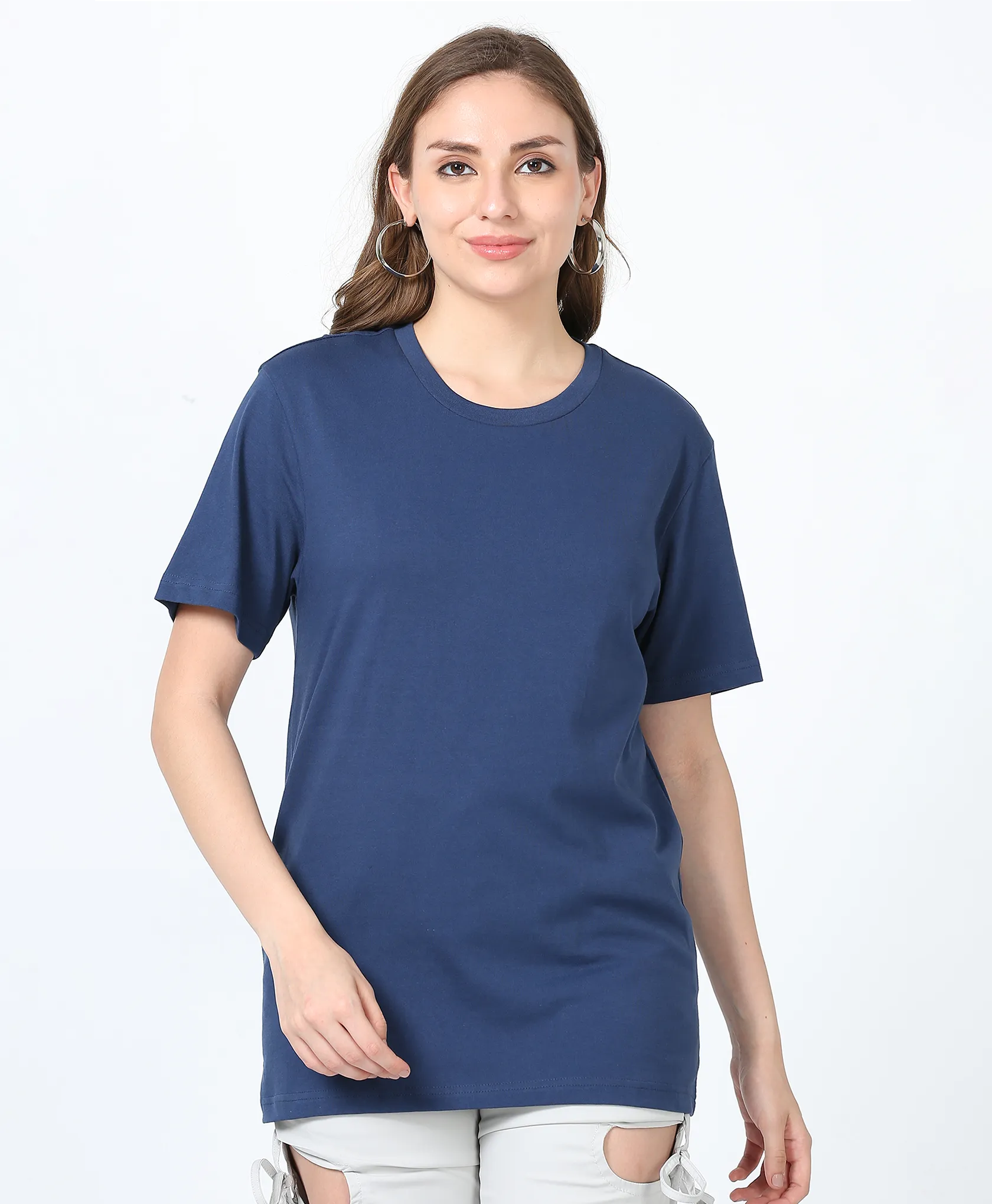 Navy Oversized Back Printed Couple T-Shirts