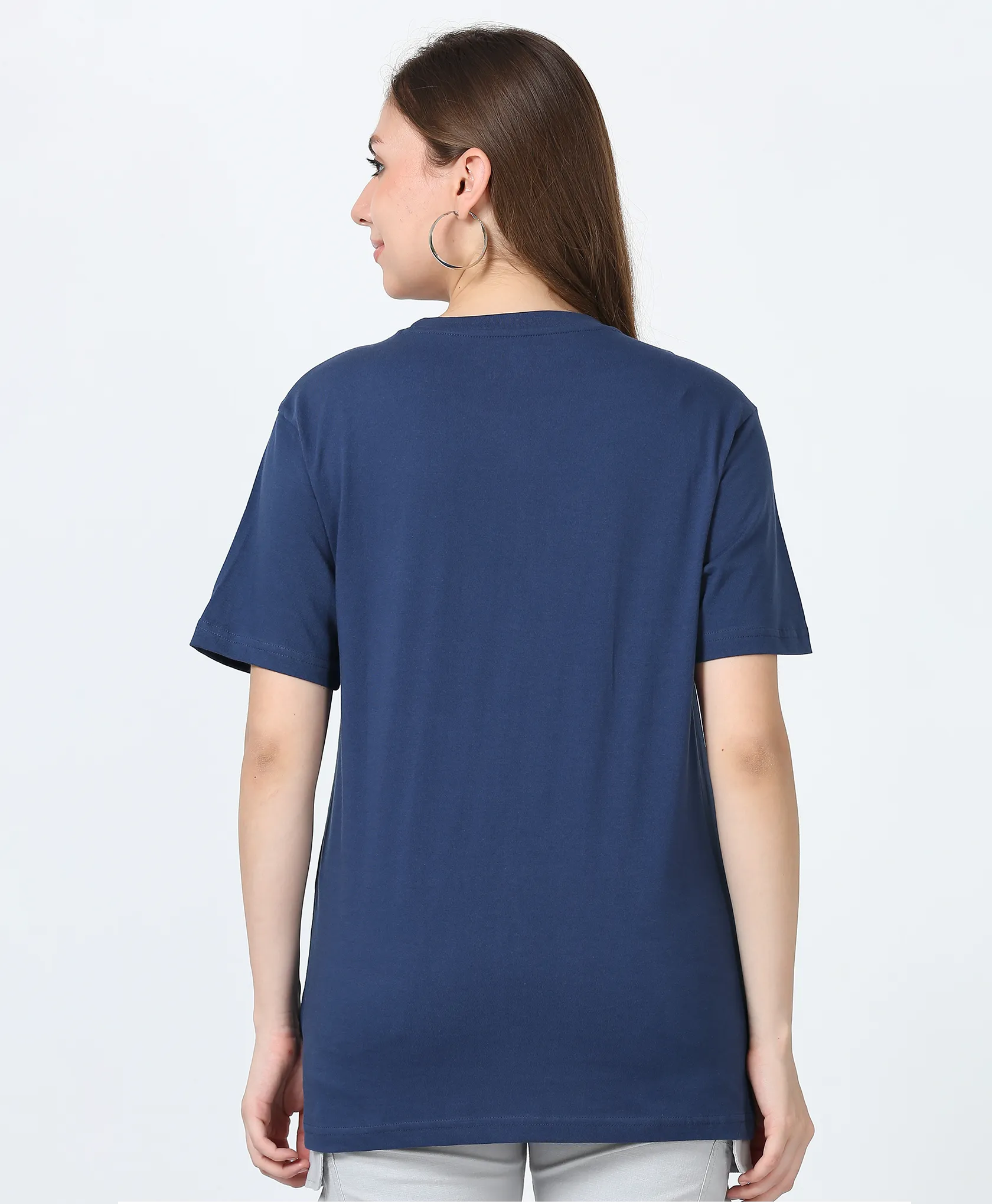 Navy Regular Fit Front Printed Couple T-Shirts