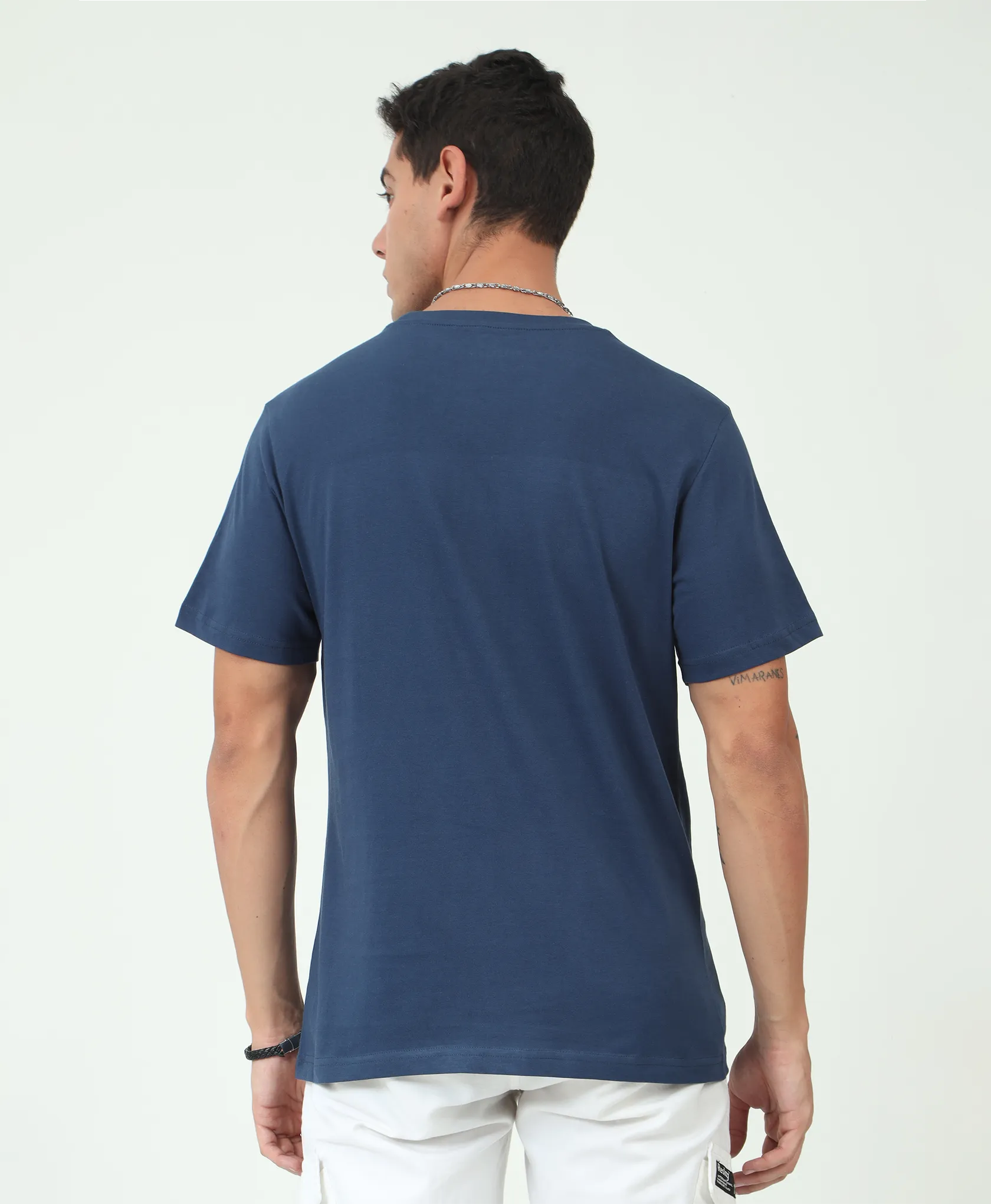 Navy Regular Fit Front Printed Couple T-Shirts