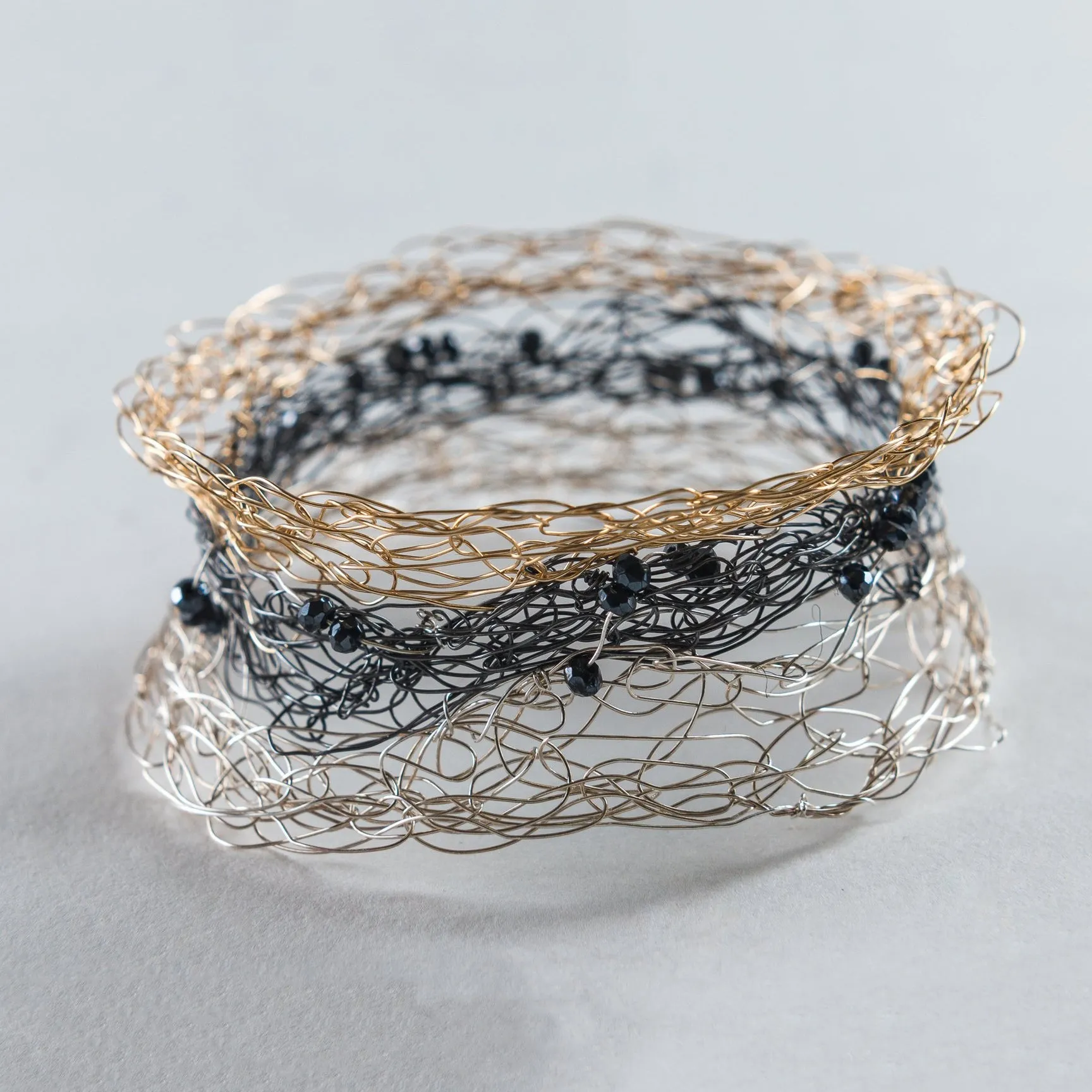 Neapolitan Spun Bangle with Spinel Stones