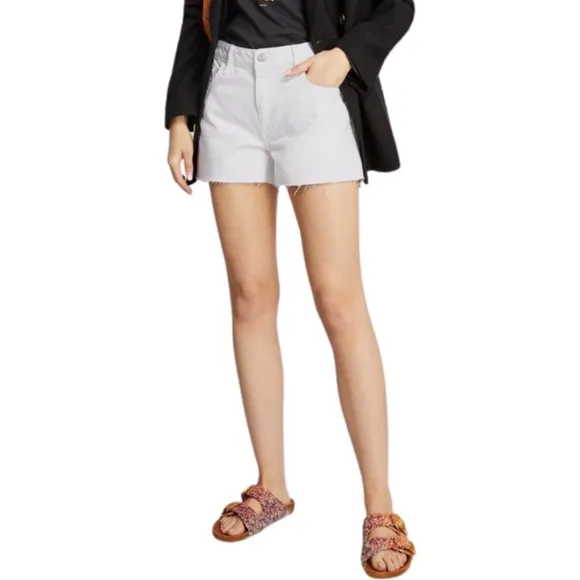 NEW FRAME  Le Grand Garcon Raw Hem Denim Shorts in White Sz. 34
