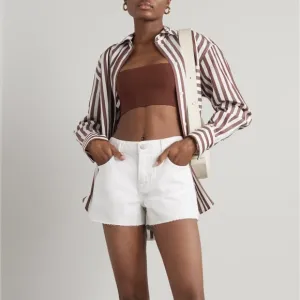 NEW FRAME  Le Grand Garcon Raw Hem Denim Shorts in White Sz. 34