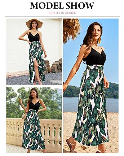 Newshows Dresses for Women 2024 Beach Cover ups Spaghetti Strap Casual Laua Party Tropical Outfits Cocktail Long Formal Flowy Sundresses Trendy