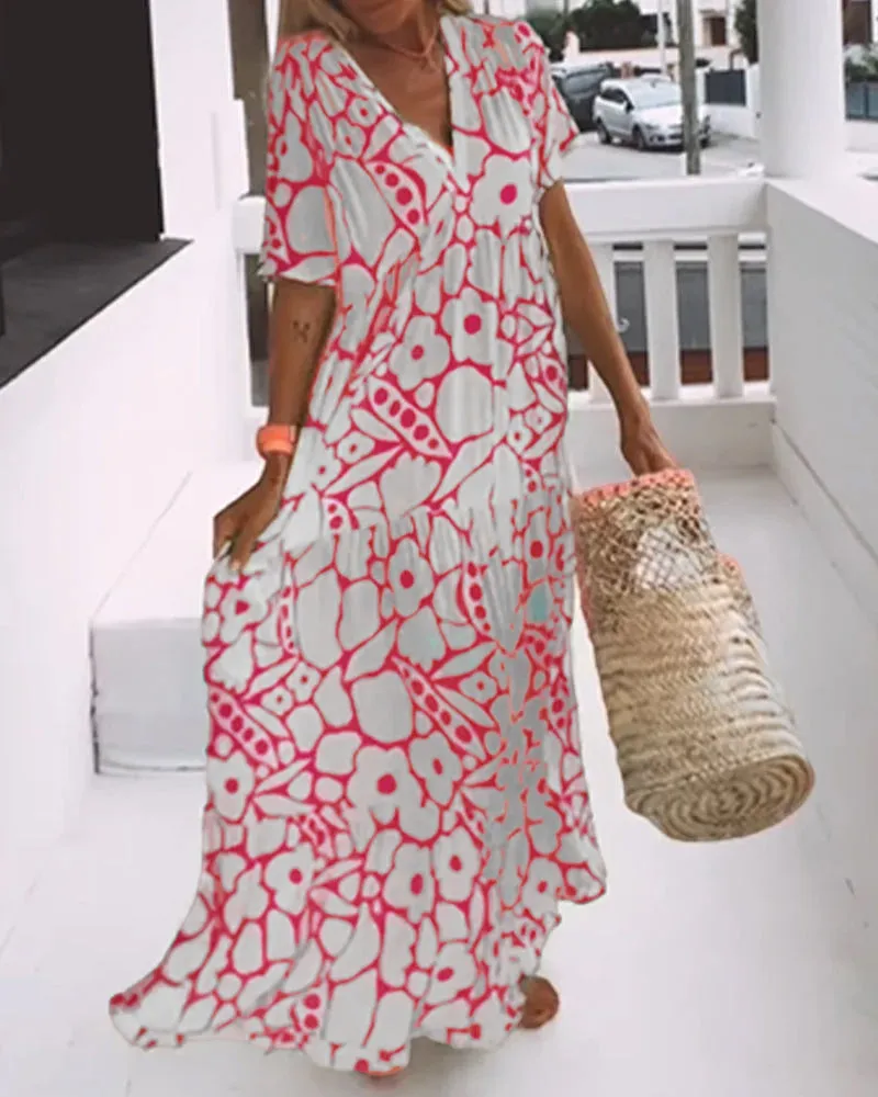 Norma® | Loose Fit V-Neck Dress With Print