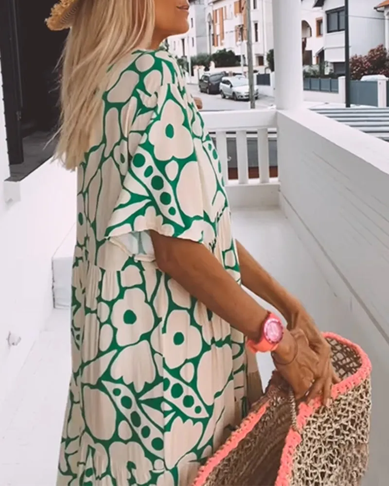 Norma® | Loose Fit V-Neck Dress With Print