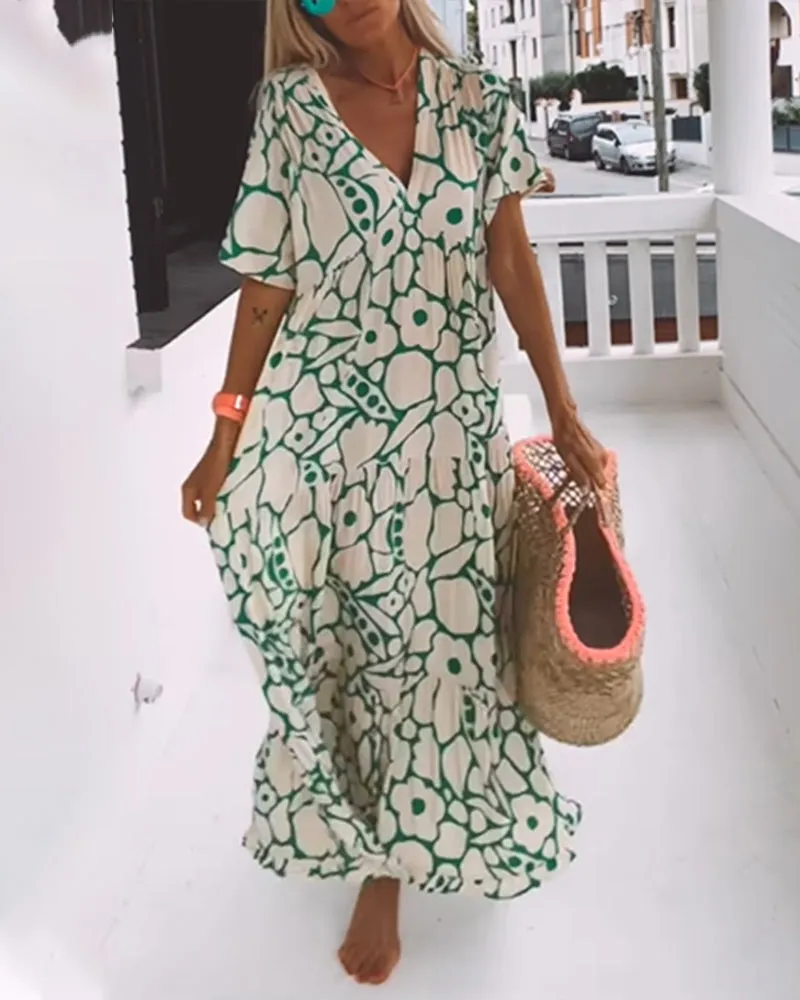 Norma® | Loose Fit V-Neck Dress With Print