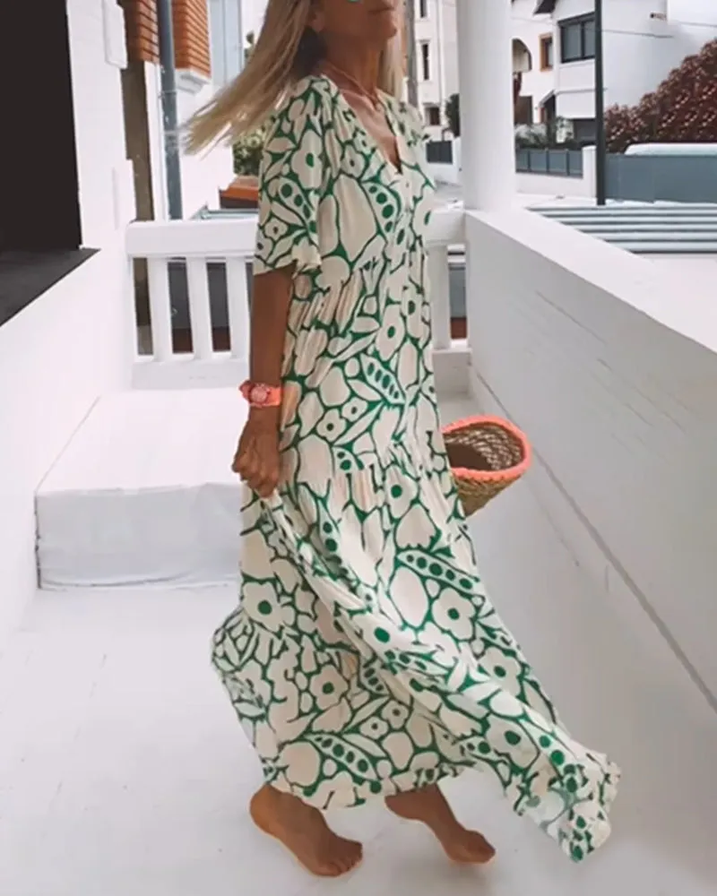 Norma® | Loose Fit V-Neck Dress With Print
