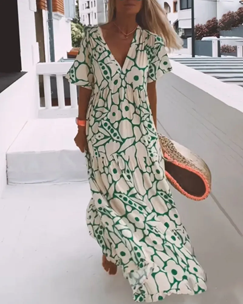 Norma® | Loose Fit V-Neck Dress With Print