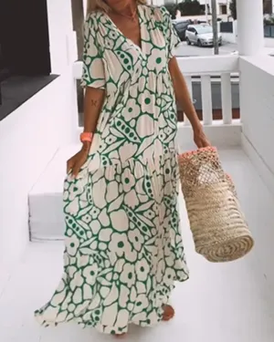 Norma® | Loose Fit V-Neck Dress With Print