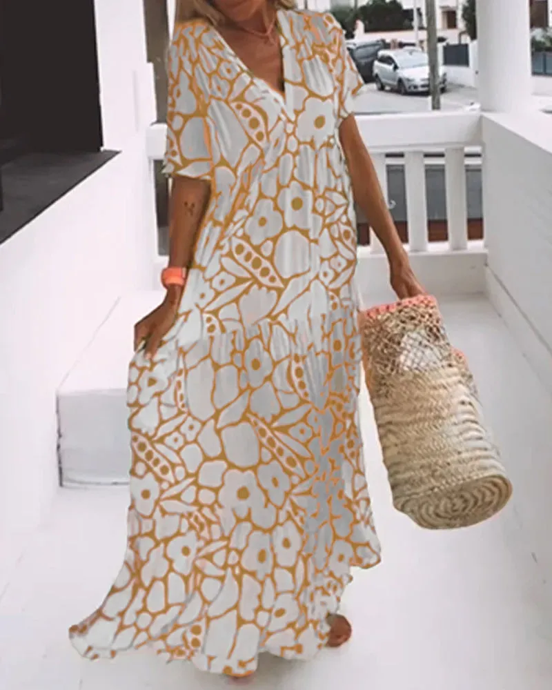 Norma® | Loose Fit V-Neck Dress With Print