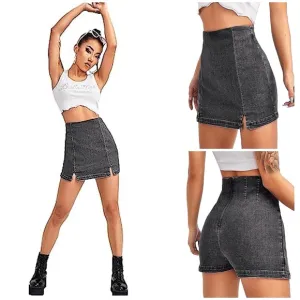 NWOT Distressed Denim Split Hem High Waist Skort