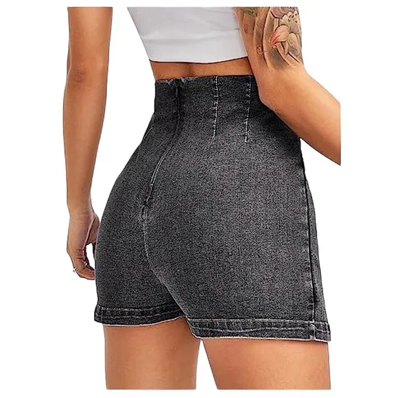 NWOT Distressed Denim Split Hem High Waist Skort