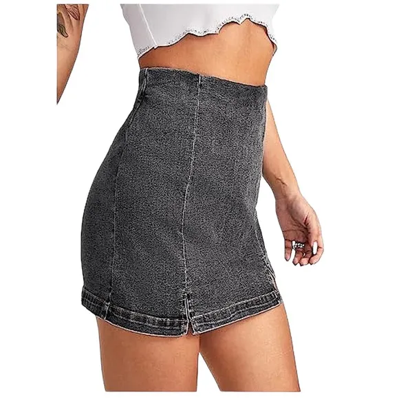 NWOT Distressed Denim Split Hem High Waist Skort