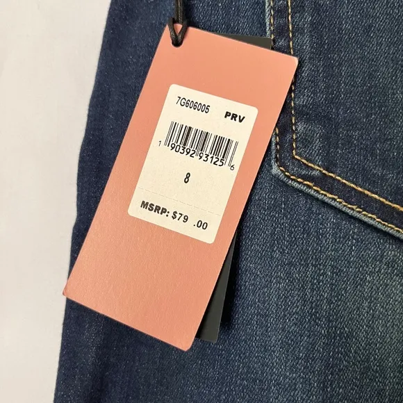 NWT Jen7 by 7 for All Mankind Raw Hem Mid Denim Shorts W/ Sculpting Panel