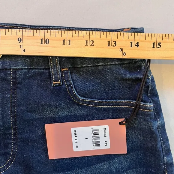 NWT Jen7 by 7 for All Mankind Raw Hem Mid Denim Shorts W/ Sculpting Panel