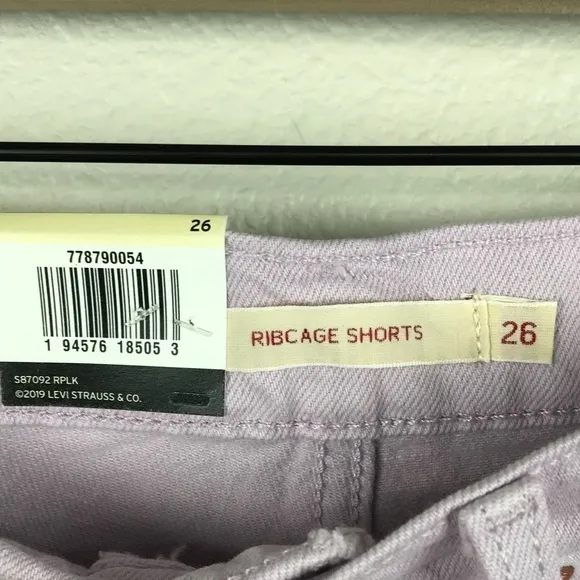 NWT Levi's Ribcage Lavender Cut Off Denim Shorts- Size 26