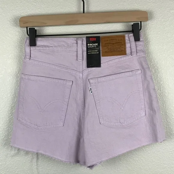 NWT Levi's Ribcage Lavender Cut Off Denim Shorts- Size 26