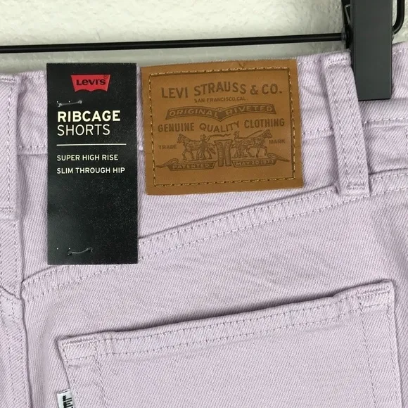 NWT Levi's Ribcage Lavender Cut Off Denim Shorts- Size 26
