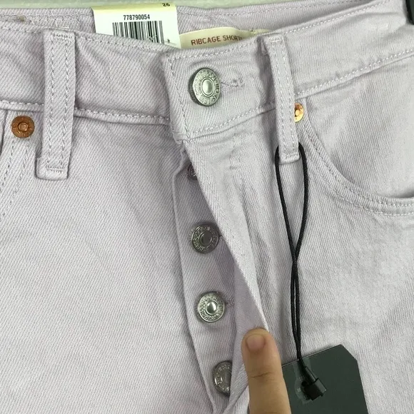 NWT Levi's Ribcage Lavender Cut Off Denim Shorts- Size 26