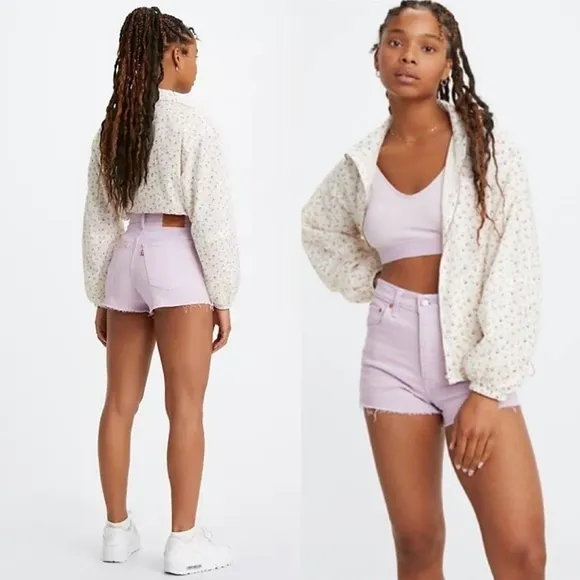 NWT Levi's Ribcage Lavender Cut Off Denim Shorts- Size 26