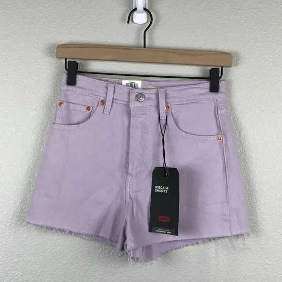 NWT Levi's Ribcage Lavender Cut Off Denim Shorts- Size 26