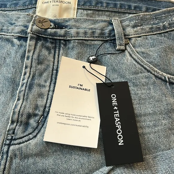 NWT One Teaspoon Bandits Low Waist Denim Shorts - Salty Dog Blue size 34