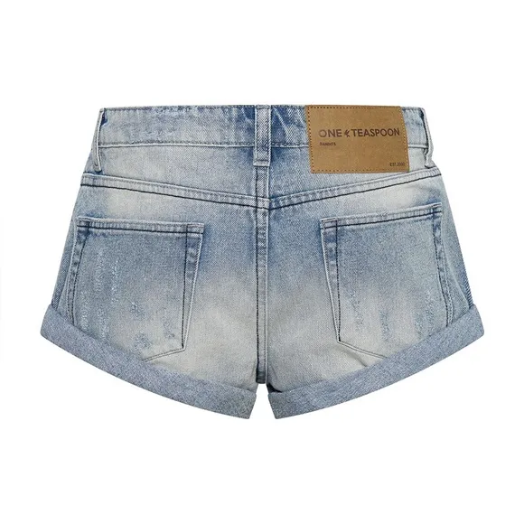 NWT One Teaspoon Bandits Low Waist Denim Shorts - Salty Dog Blue size 34
