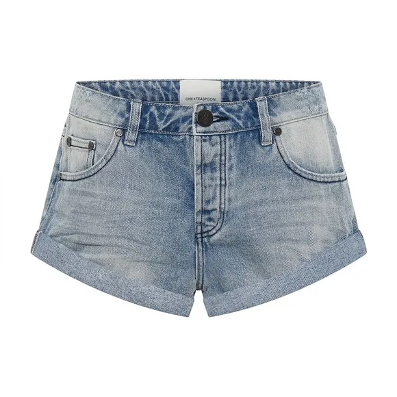 NWT One Teaspoon Bandits Low Waist Denim Shorts - Salty Dog Blue size 34