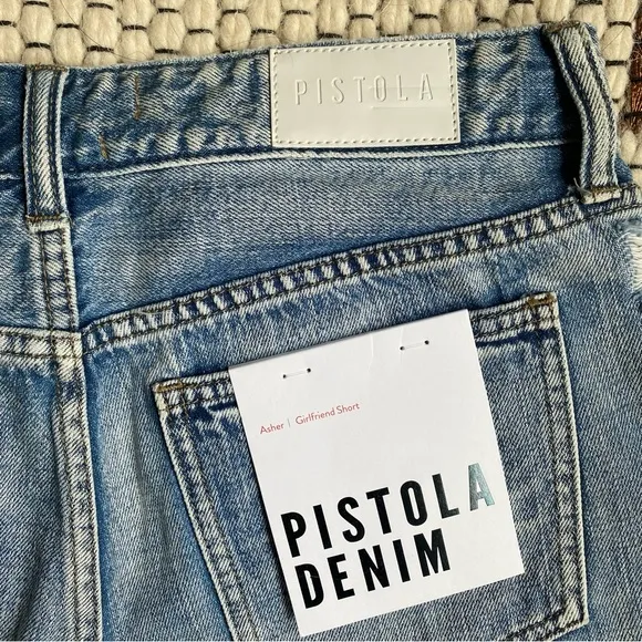 NWT Pistola Denim Asher Girlfriend Distressed Shorts Blue Size 27