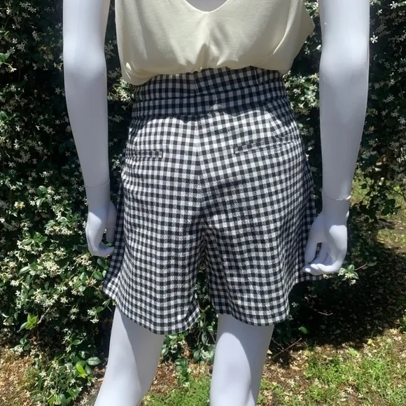 NWT Rag &amp; Bone Retro Paper Bag Waist Tailored Gingham Shorts