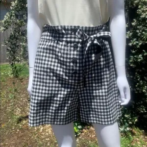 NWT Rag &amp; Bone Retro Paper Bag Waist Tailored Gingham Shorts