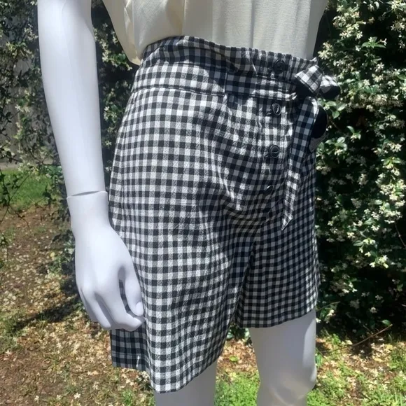 NWT Rag &amp; Bone Retro Paper Bag Waist Tailored Gingham Shorts