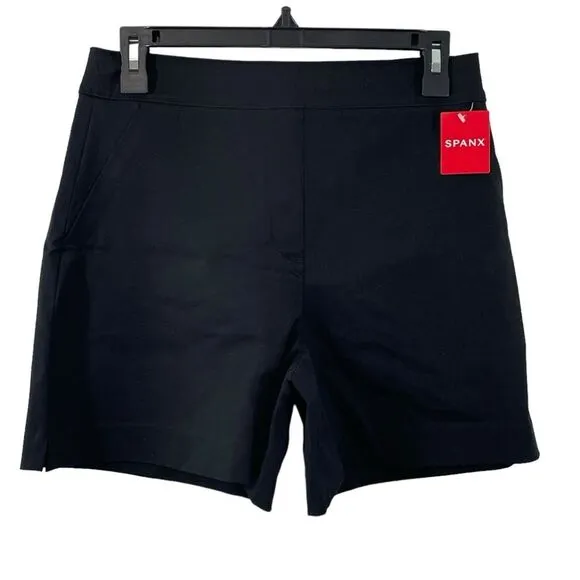 NWT Spanx On-the-Go Shorts Polished Pull On Stretch 6&quot; in Classic Black Size M