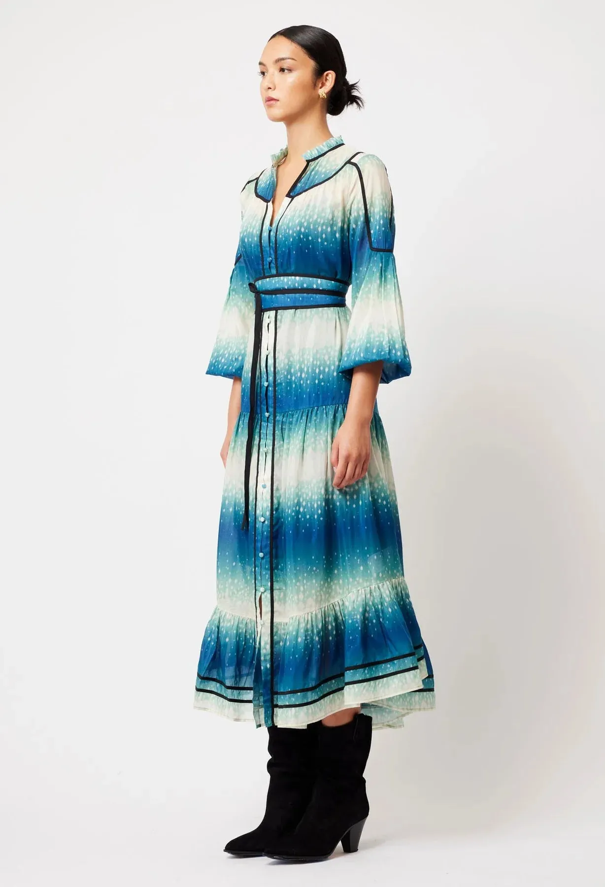 Once Was - Venus Cotton Silk Dress - Galaxy Print