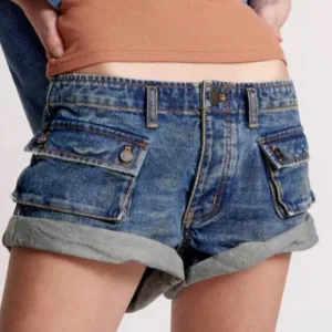 ONE TEASPOON USED BLUE CADET BANDITS LOW WAIST DENIM SHORT