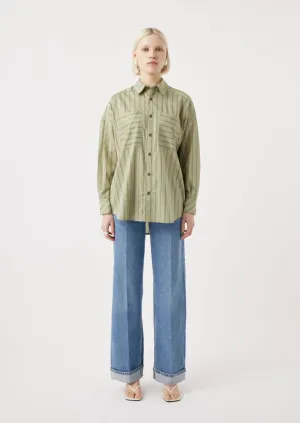 OUTLAND DENIM Maya Shirt - Sage Stripe