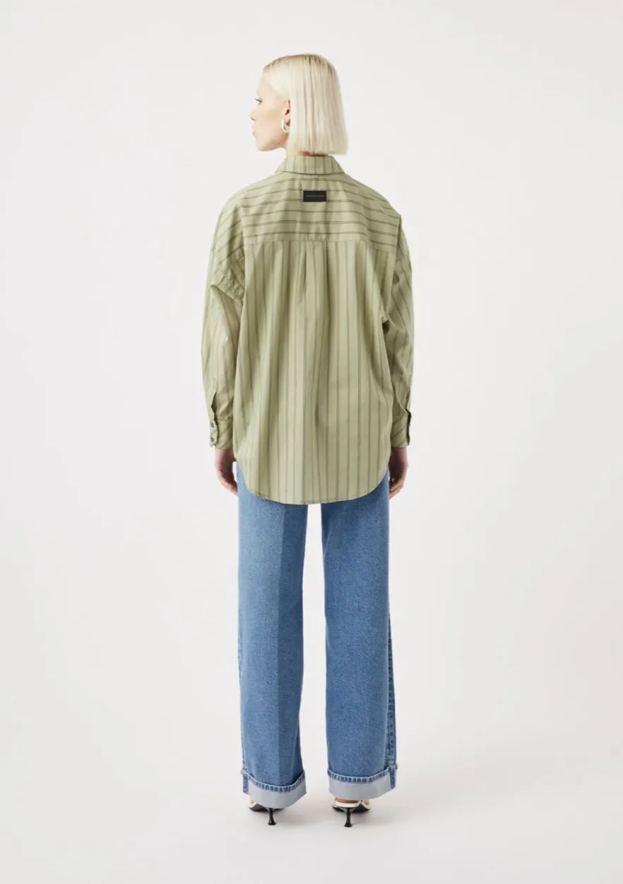 OUTLAND DENIM Maya Shirt - Sage Stripe