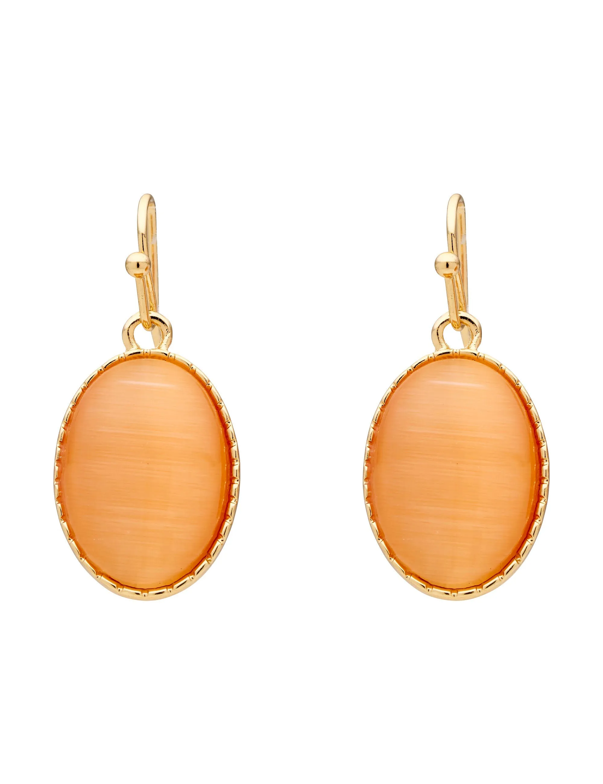 OVAL STONE DROP EARRING
