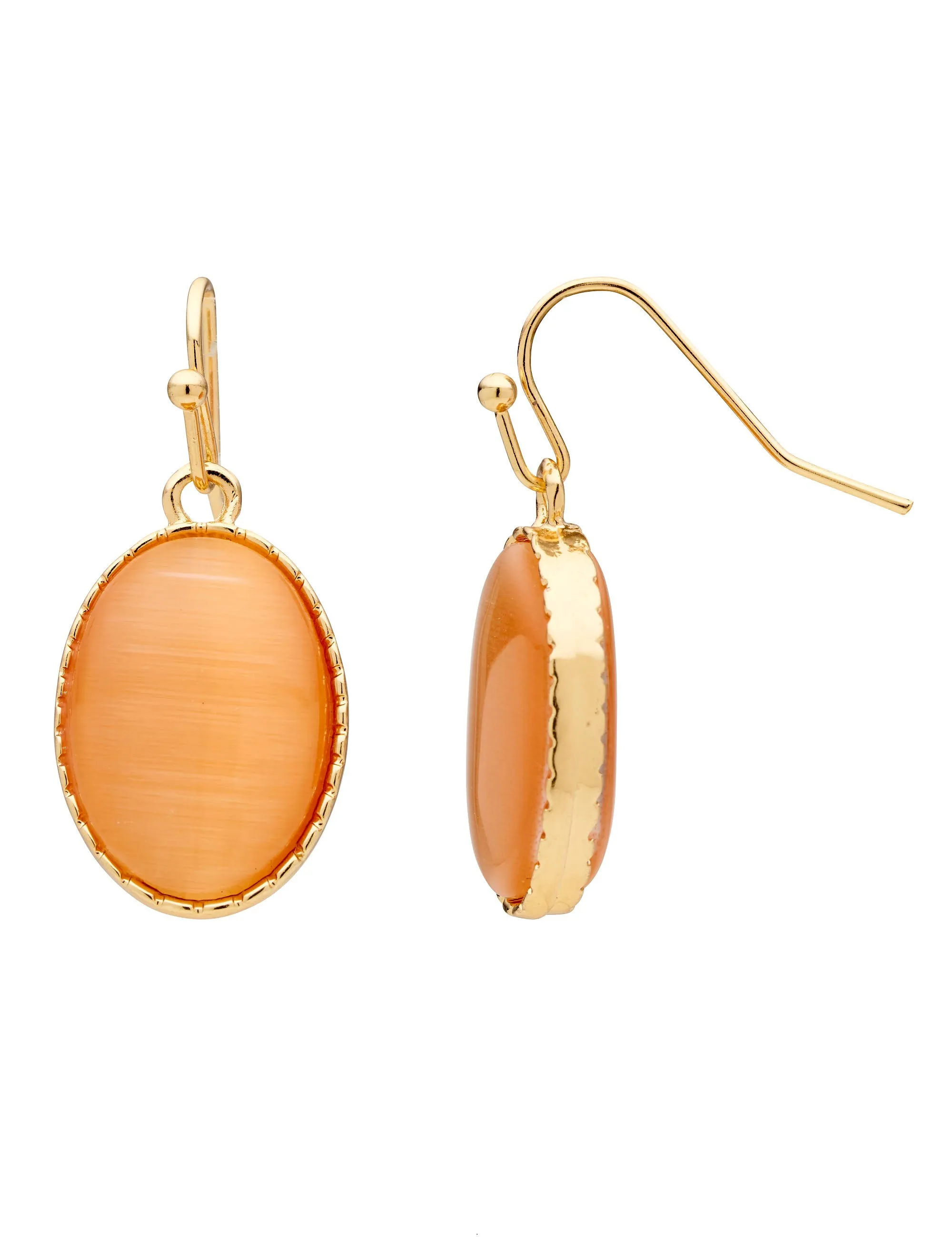 OVAL STONE DROP EARRING