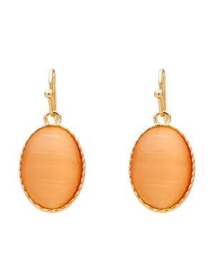 OVAL STONE DROP EARRING