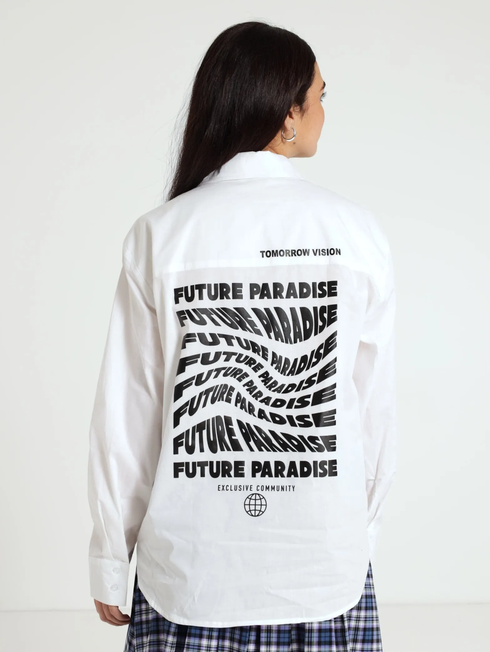 Oversized Printed Shirt - White