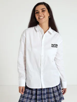 Oversized Printed Shirt - White