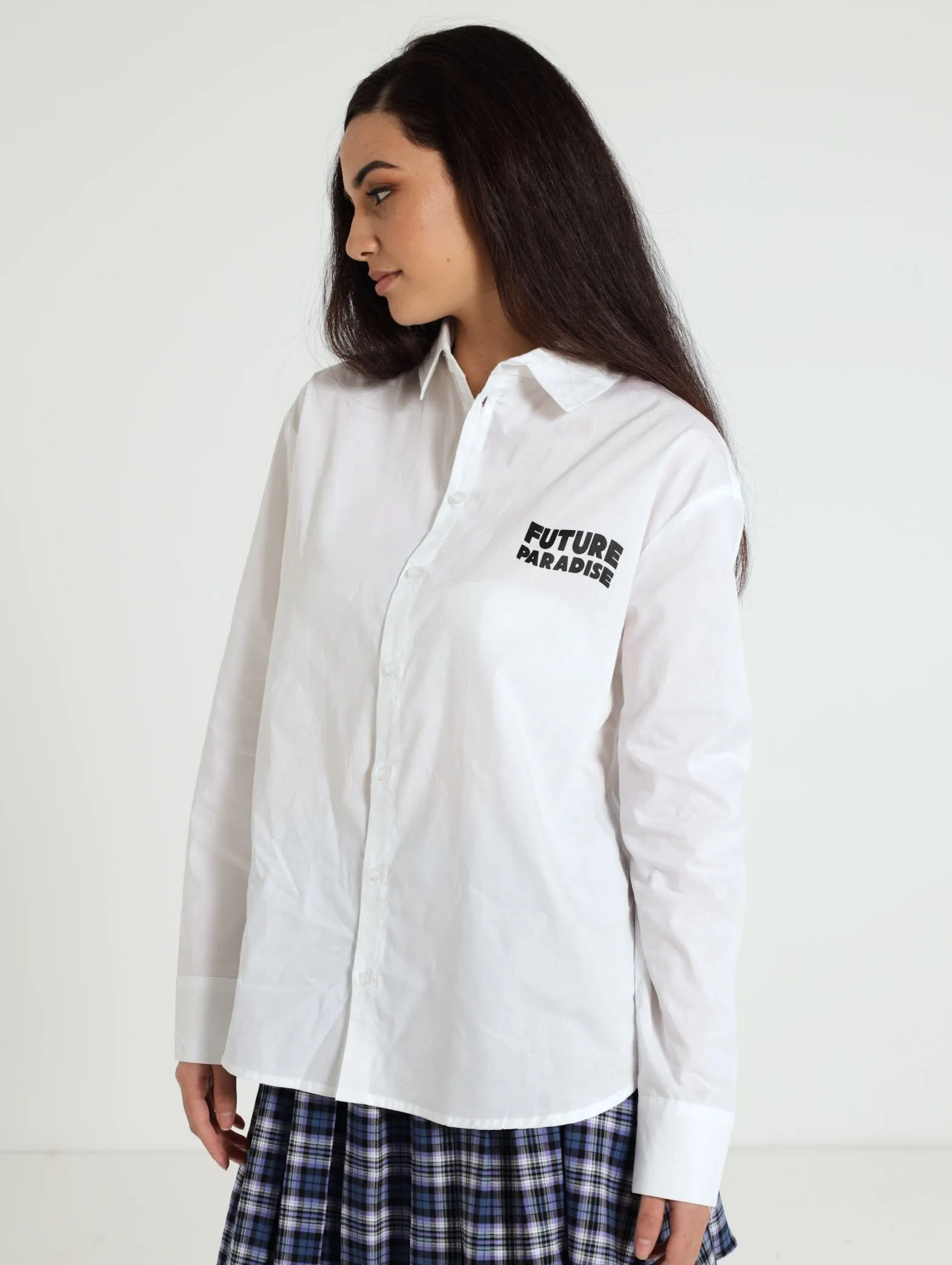Oversized Printed Shirt - White