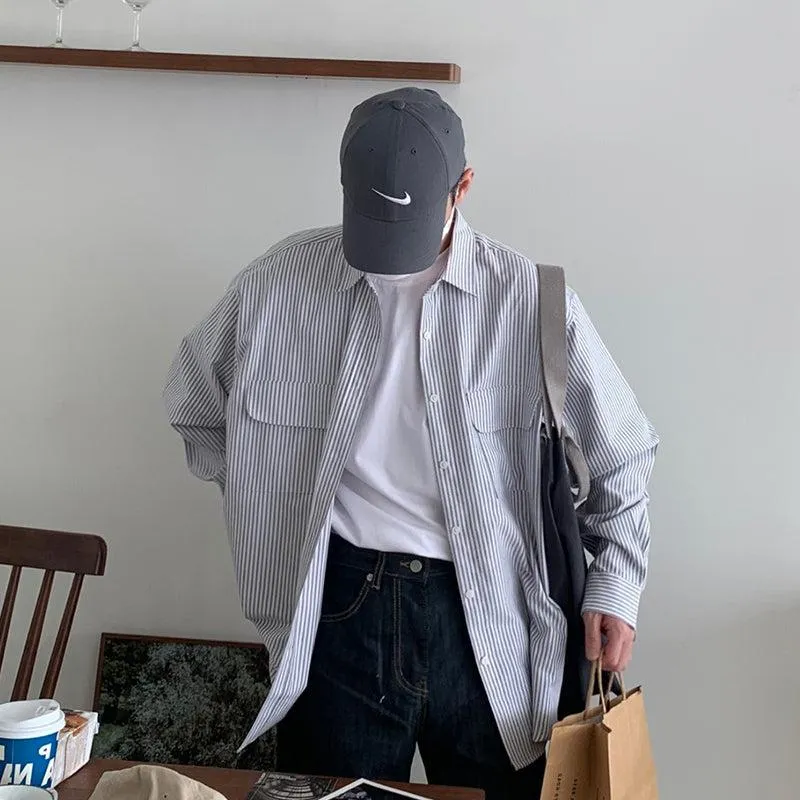 Oversized Stripe Shirt With Pockets