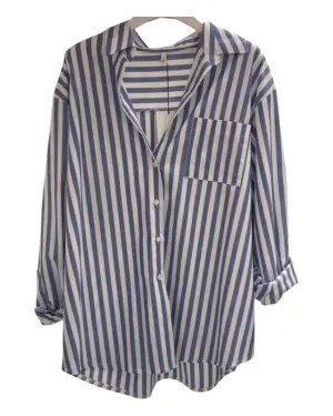 Oversized Striped Button-Up Women's Shirt