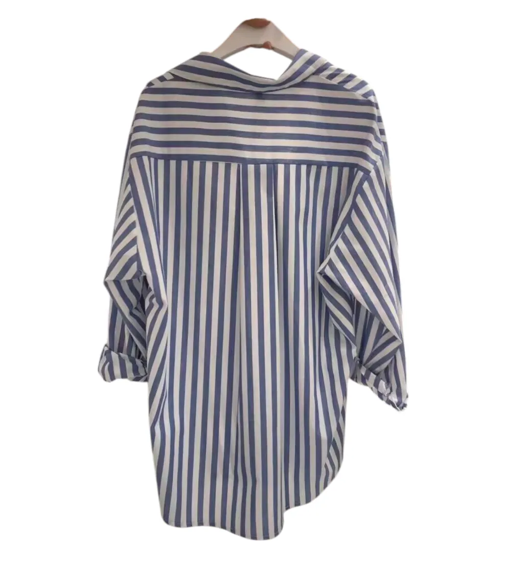 Oversized Striped Button-Up Women's Shirt